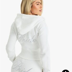 Boohoo White Hoodie with Silver Script